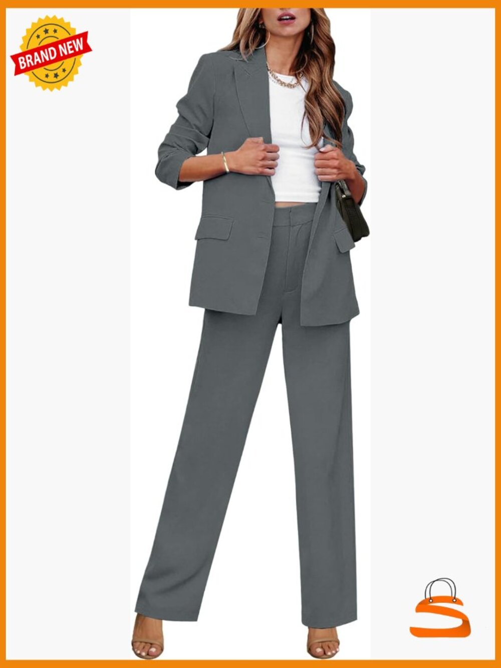 2 Piece Blazer and Wide Leg Pants Set - Business Casual Suit